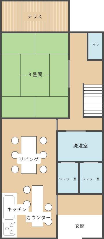 和室の宿 松本はなれ 1階見取り図